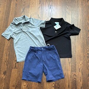 🥳🥳GOLF BUNDLE Gray and Black Polo Shirts with Blue Shorts